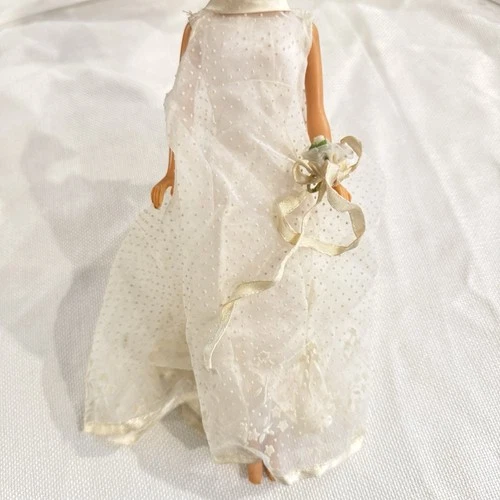 Vintage 60s Barbie #1849 Wedding Wonder Dress & Bouquet Accessory TLC Repair