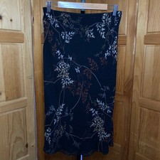 Whimsy Goth Fairycore Silk Skirt VNTG Botanical Romantic Witchy Dark Femme Midi