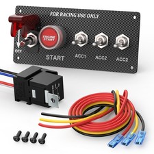 5-in-1 Ignition Switch Panel DC 12V 30A Racing Toggle with Push Start Button