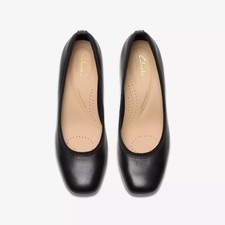 NIB Clarks Artisans Anelise Nora czarny skórzany blok pompki 2,2 cala buty na obcasie szerokość 9
