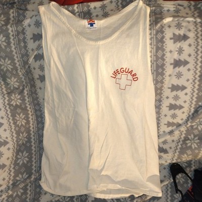 LIFEGUARD TANK TOP RED LOGO BEACH TEE TANK BEACHES LIFE GUARD Large