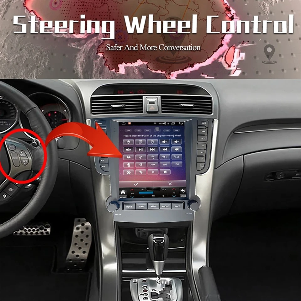 Radio de coche Android 14 para Honda Acura TL 2004-2008 estilo Tesla Carplay GPS navegación Foto 4 de 4