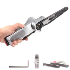 Air Belt Sander with 3/8" x 13" Sanding Belts(#60, #80,#120), Handheld Bandfi...