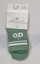 Alo Unisex Half-Crew Throwback Socks Green/White Size Large 10.5 - 15 NWT