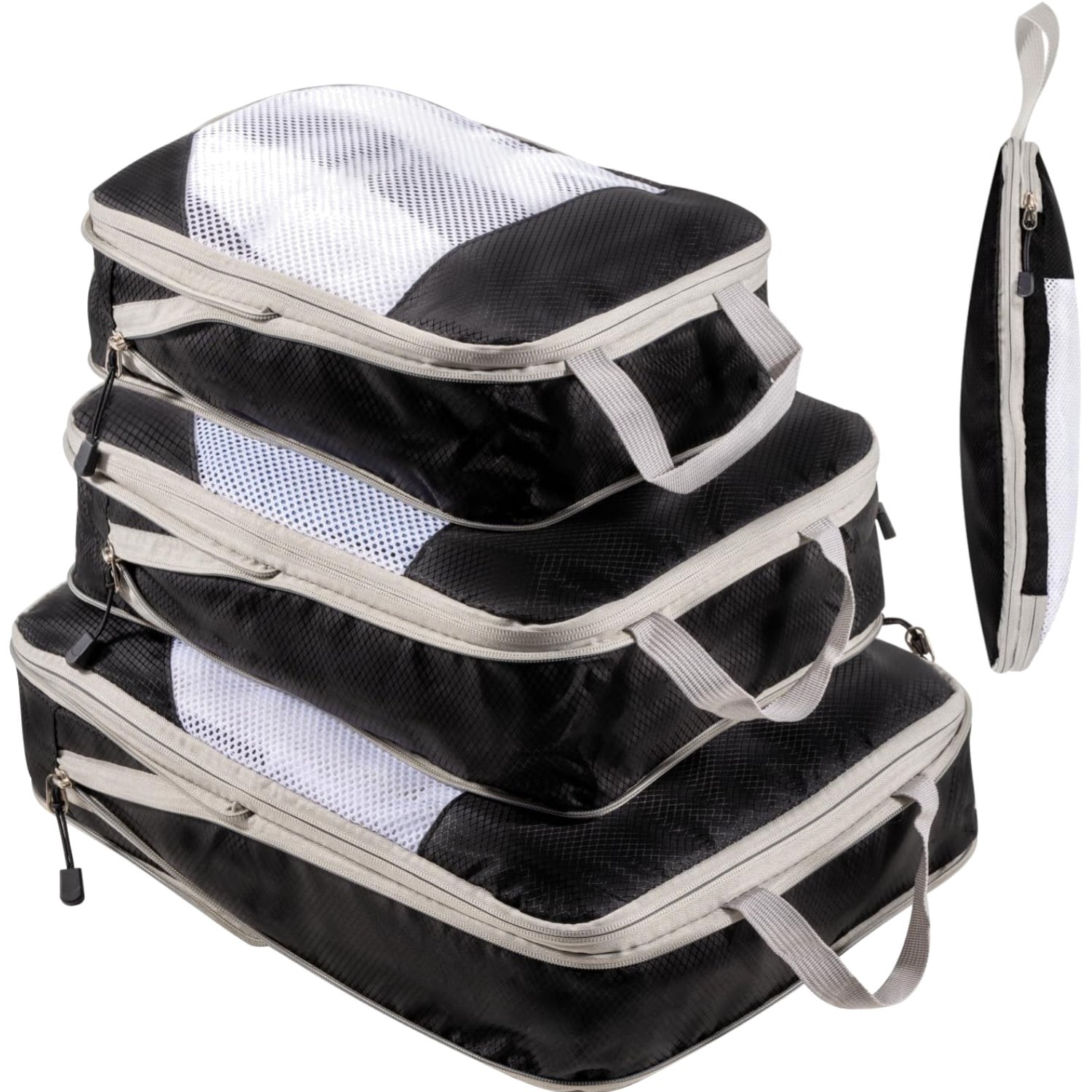 Organisateur valise noir 3pcs pour gagner 40% d'espace et ne plus froisser vos vêtements