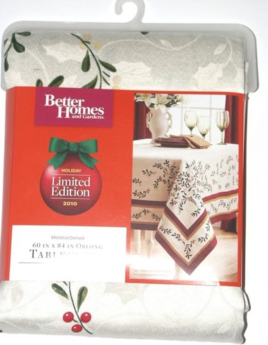 New BETTER HOMES Christmas Holiday Fabric TABLECLOTH Gold Red or Green Jacquard - Picture 13 of 13