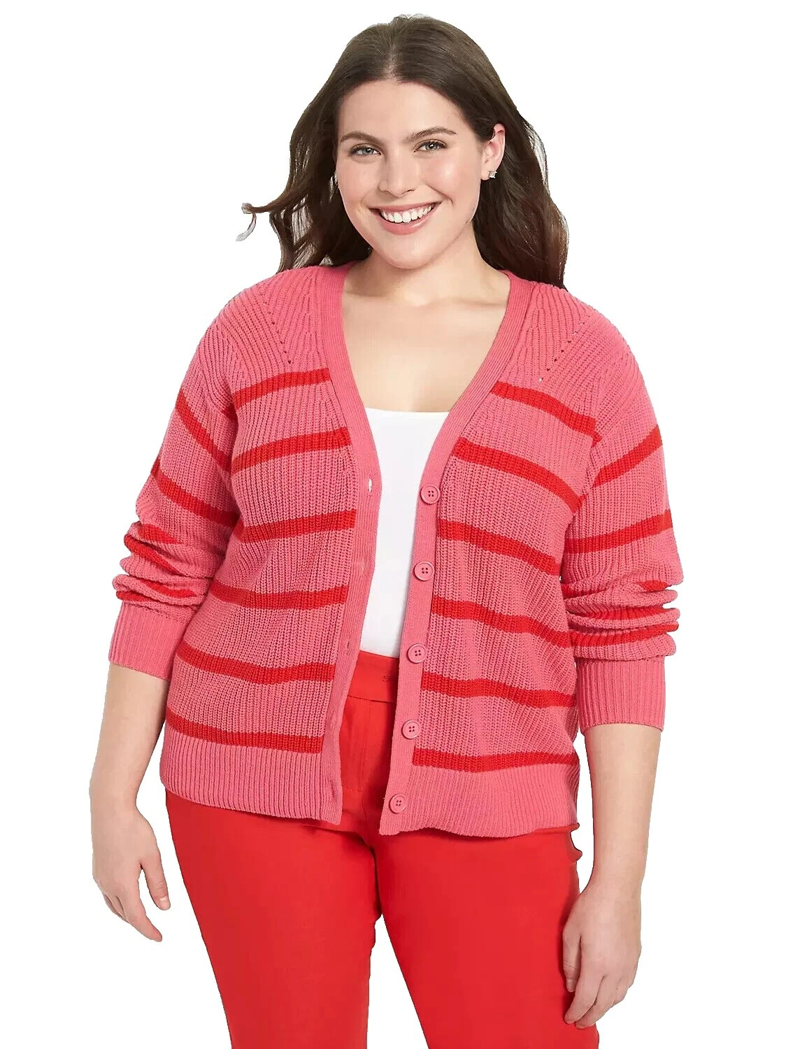 Rayas Algodón Suéteres Lane Bryant Cardigan para Mujer