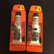 2 Tubes of White Cream Stage Makeup Halloween Costume 1 oz each