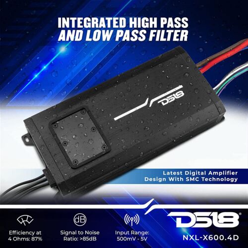 Amplificador de deportes de potencia marinos DS18 NXL-X600.4D 4 canales 1600 vatios amplificador clase D - Imagen 8 de 10