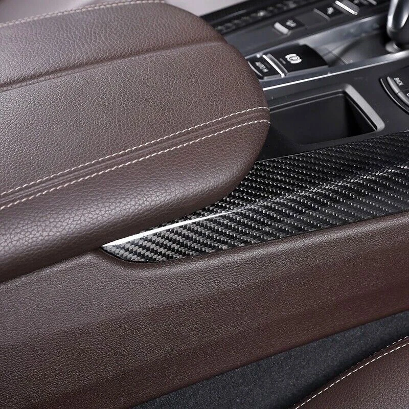 Tapicería lateral de cambio de marchas de consola central de coche de fibra de carbono para BMW X5 F15 2014-2018 Foto 4 de 4