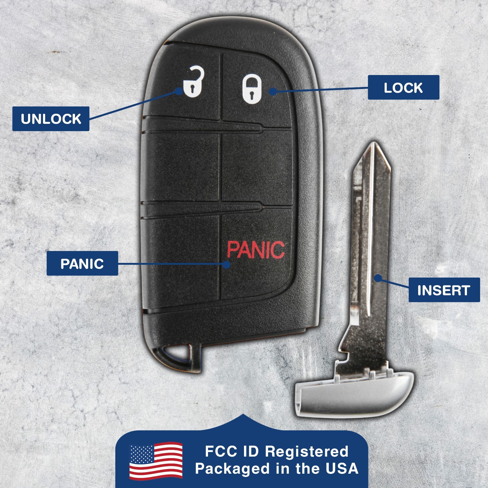 Replacement For Dodge Journey Charger Dart Key M3N40821302 3 Button 2011-2020