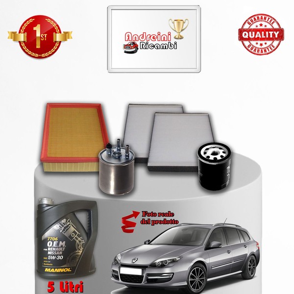 Inspektionskit Filter Und ÖL Renault Laguna Iii 1.5 Dci 81KW 110CV Von 2009->-image