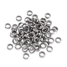 100pcs 304 Stainless Steel Metal Beads Ring Loose Spacers Large Hole Craft 6mm
