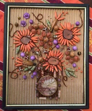 Vintage Jewelry Art, Floral, Bracelets, Necklaces, Beads, Pendant, framed