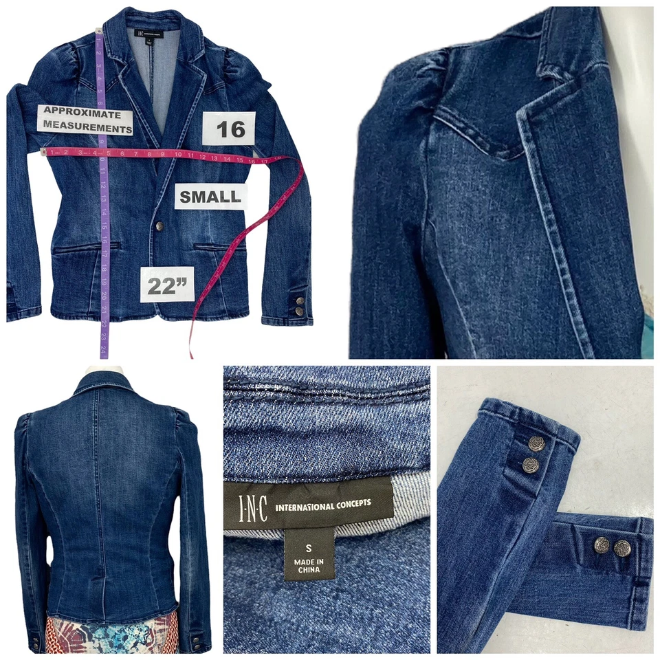 American Rag Handkerchief Dress Womens Small Lot Denim Blazer Blue Summer Beach - Image 4 of 4