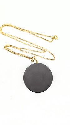 Franklin Mint Midnight Sun Pendant, black porcelain, gold
