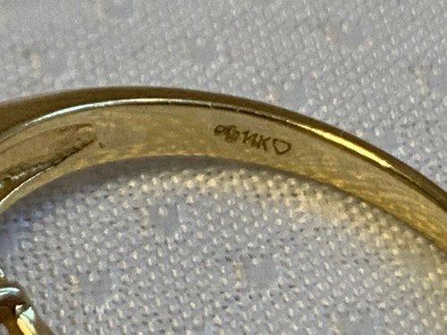 14K Yellow Gold Ring 3.3g Fine Jewelry Sz 6.75 Band Purple Stone Diamond Accent - Picture 5 of 18