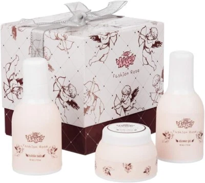INVERO 4 Piece Elegant Ladies Fashion Rose Body & Bath Box Gift Set Includes Shower Gel