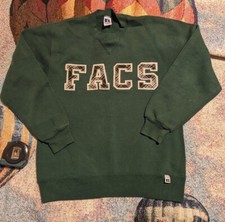 Vintage 90s Russell Athletic FACS Green Blank Sweatshirt Crewneck M USA Made