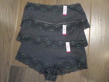 ASHLEY STEWART 3-PACK CHARCOAL GRAY LACE TRIM COTTON CHEEKY PANTIES SIZE 1X