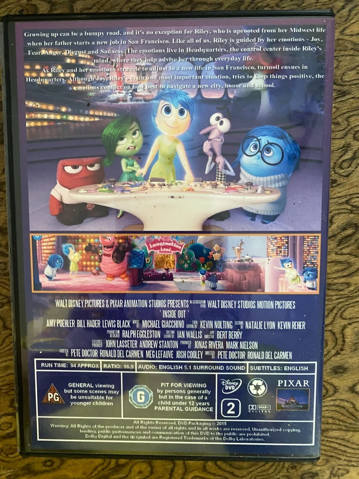 Inside Out DVD 2015 from Disney Pixar Excellent - Image 2 of 2