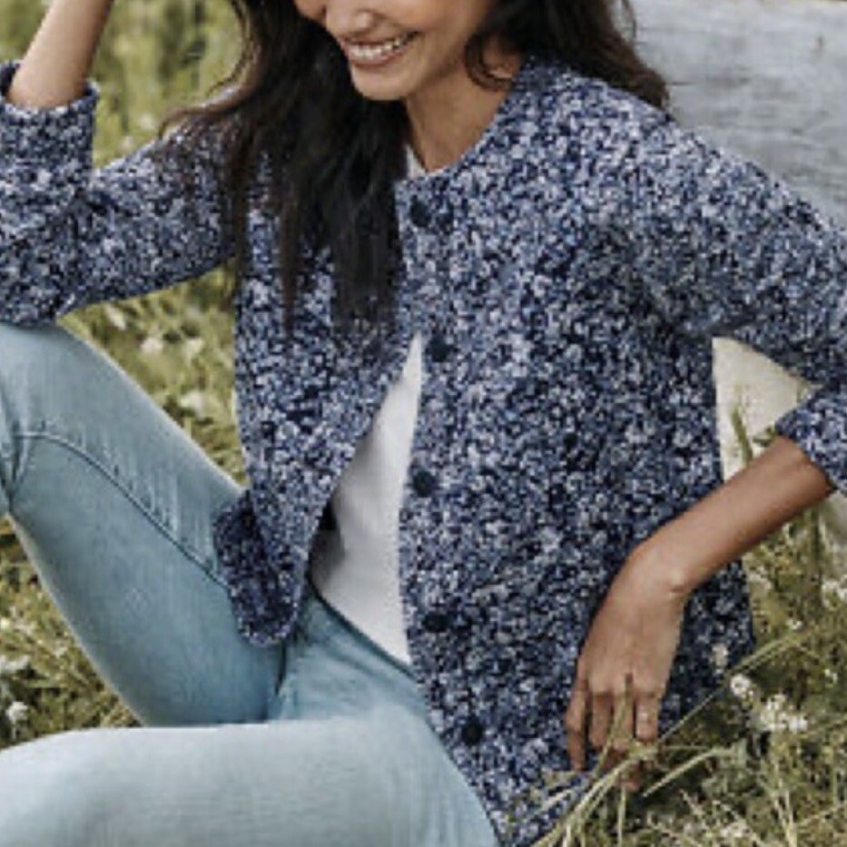 J.Jill Quilted Floral Coastal Grandma Jacket Blue Size M 139 eBay