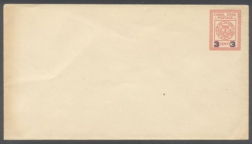 Canal Zone #U14 Rare Excellent État Complète -1934 3c Sur 2c Carmin