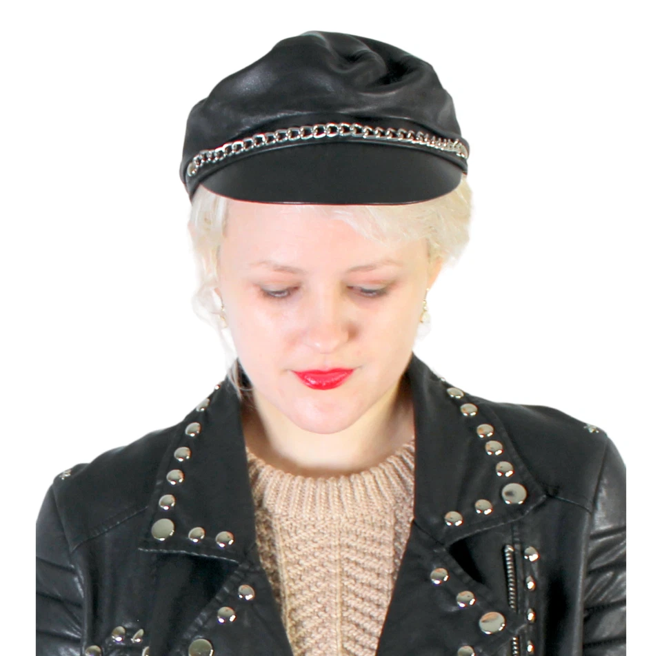 Disfraz para mujer de cuero punk rockero películas años 80 3 piezas imitación cuero mediano Foto 2 de 4