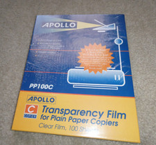 Sealed Box of 100 Apollo Transparency Film for Copiers Clear 100 Sheets PP100C