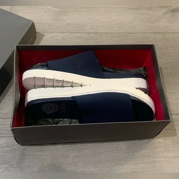 Vince Camuto Navy Shelley Slip On Wedge Platform Sandals (Size 9 ) NIB R $98