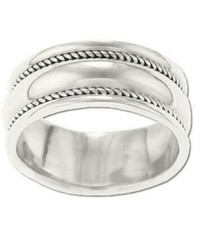 Sterling Silver Ladies Rope Edge Band Ring