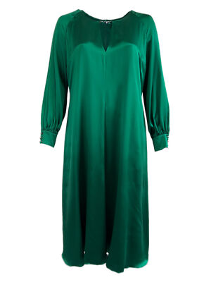 Marina Rinaldi Women's Green Dondolo Long Sleeve Silk Maxi Dress NWT | eBay