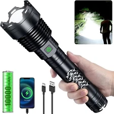 Rechargeable LED Flashlights 3600000 High Lumens, Super Bright Large, Black