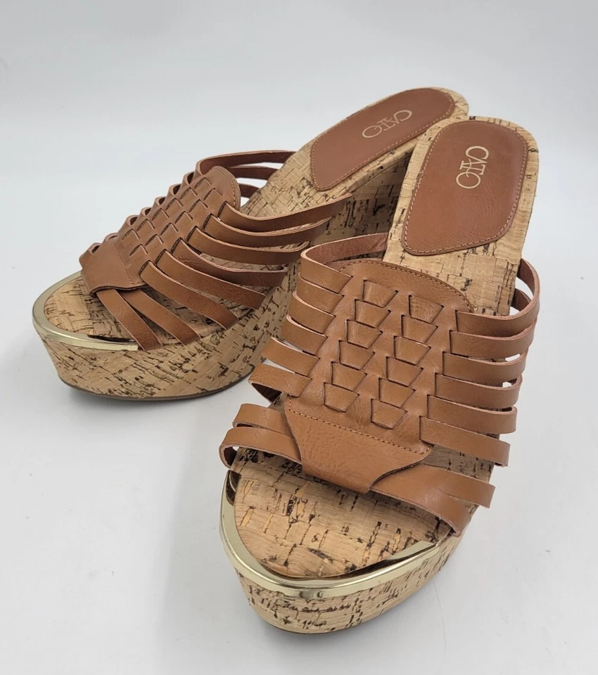 Sandalias de cuña de corcho Cato para mujer plataforma sin cordones talla 9 Foto 3 de 4