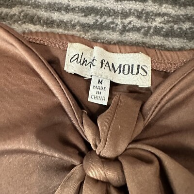 Almost Famous Top Womens M Brown Tie Front Tube Crop Top Summer