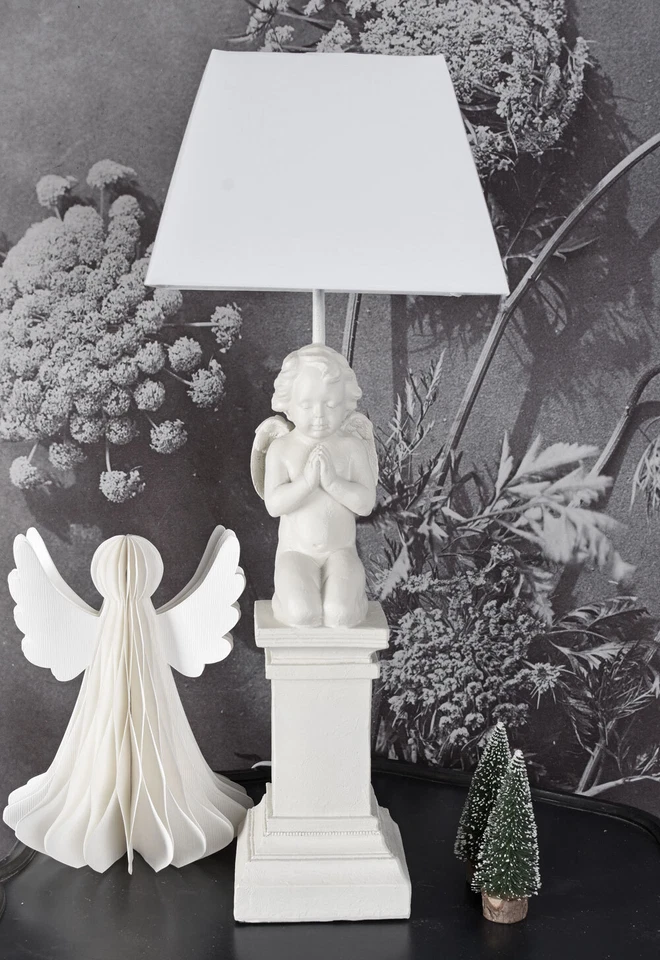 Tischlampe Amor Leuchte Engel Tischleuchte Weiss Lampe Landhausstil Engelfigur - Bild 3 von 4