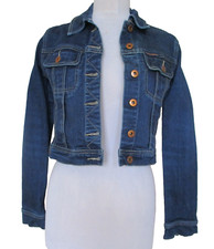 Parasuco Jeans Denim Jacket Small Women Blue Stretch Moto Cropped