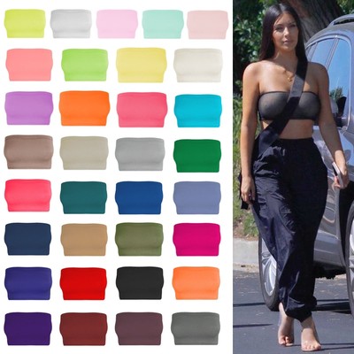 Ladies Plain Boobtube Bandeau Bra Crop Top Summer Bra Womens Sleeveless Vest Top