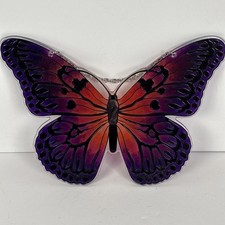 Handcrafted Glass Purple Orange Butterfly Window Sun-Catcher 7x6  