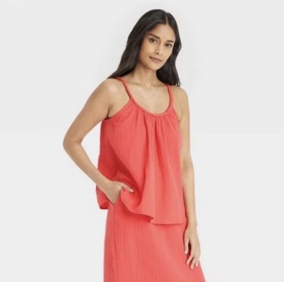 Universal Thread Coral Gauze Tank Top Women's Small New With Tags