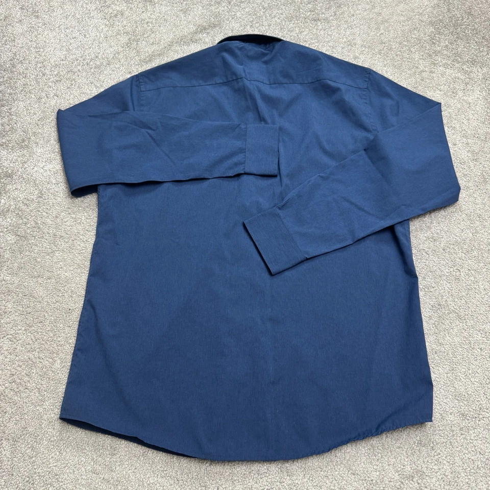 Lucky Brand Slim Fit 4 Way Stretch Dress Shirt Men Large 16-16.5 34/35 Blue Work - Image 2 of 4