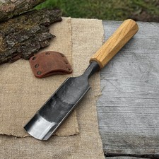 Hand Forged Wood Carving Gouge, 52100 Carbon Steel Blade, Ergonomic Ash Handle
