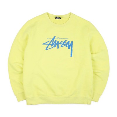 Stüssy Pullover Middle Logo Gelb Blau Locker Skate Y2K Premium Stussy Pulli