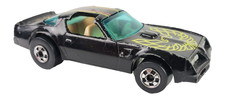 Vintage 1977 Hot Wheels Black Hot Bird Trans Am Hong Kong GOOD Chrome Hubs