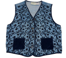 Susan Bristol Casuals Womens Blue Denim Embroidered Vest Boho Fest. Size M 729