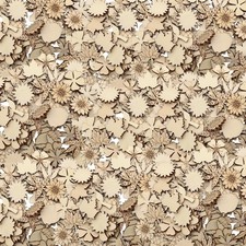 Wooden Cutouts Mini Nature Shapes 100 Pcs Flowers Leaves Mushrooms Acorns
