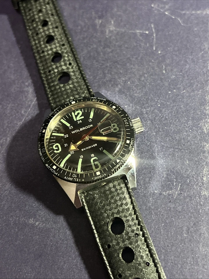 Vintage Wolbrook Manual Wind Skin Diver Wristwatch World Time France WORKING!!!! - Image 2 of 4
