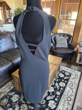 Charlotte Russe Black Halter Bodycon Dress Open Back Size M