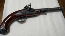 Vintage Spanish Flintlock Pistol Replica Faux Wood Grip Made In Spain Decor