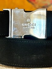 GUCCI Belt in Black Fabric with Leather backing and quick release buckleSz100cm